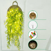 Artificial Hanging Flower Plants with LED Lights, Butterfly Decor, 1 Basket for Home Garden Wedding Porch Wall Garland