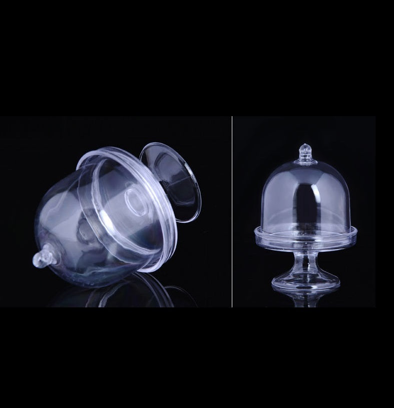 Bulk 12 Pack Clear Cake Stand Candy Treat Favor Boxes With Dome Cover for Birthday Wedding Holiday Party Supplies Wholesale