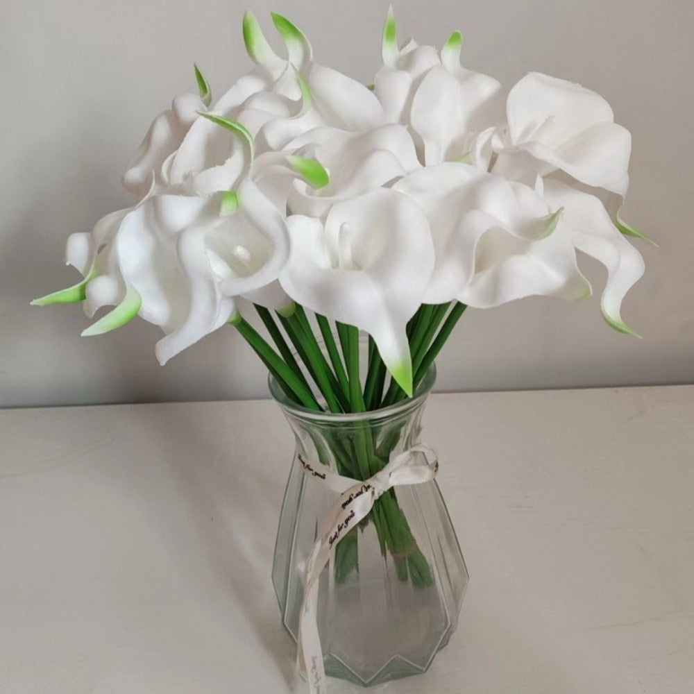 Bulk 20pcs 13.5" Artificial Calla Lily Flowers Pure White Fake Flowers for Mother's Day Wedding Home Decor Wholesale