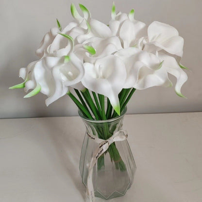 Bulk 20pcs 13.5" Artificial Calla Lily Flowers Pure White Fake Flowers for Mother's Day Wedding Home Decor Wholesale