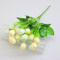 Wedding Floral Backdrop Mini Rose Buds Silk Flower Bush - 13" Bendable Stem Decor for Venue Styling