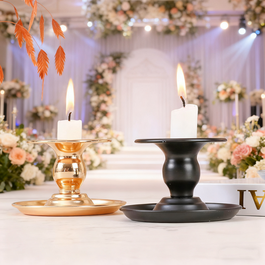 European Iron Candle Holders 2 Pack - Vintage Centerpiece for Wedding Home Decor & Scented Candles