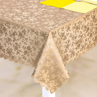 Bulk Beige 60" x 84" Rectangular Tablecloth Heavy Duty Waterproof Wipeable Table Cover for Kitchen and Dining Room Wholesale