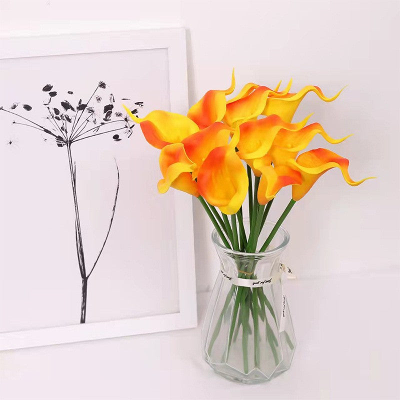 Bulk 20pcs 13.5" Artificial Calla Lily Flowers Pure White Fake Flowers for Mother's Day Wedding Home Decor Wholesale