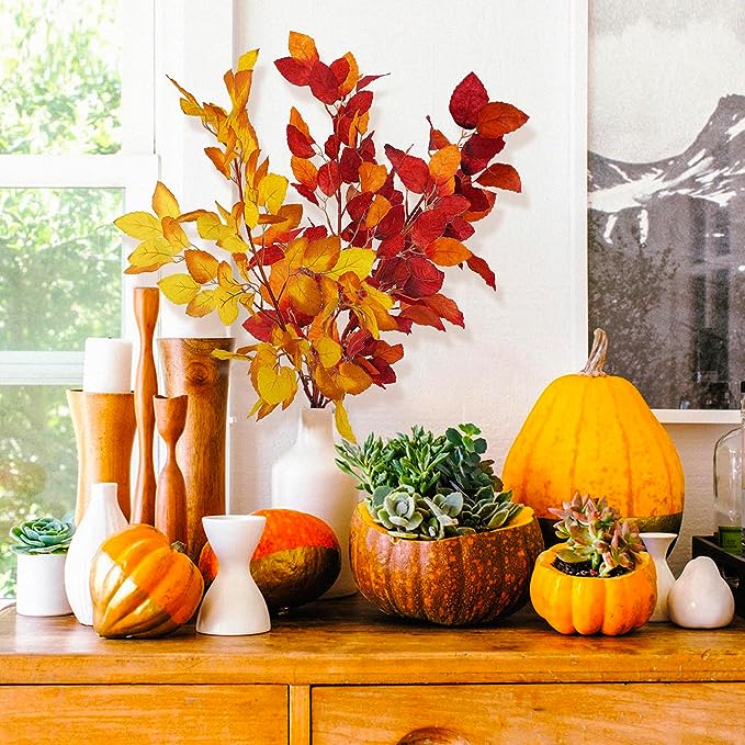 Bulk 41" Long Artificial Fall Beech Leaf Stems for Seasonal Home and Event Decor Wholesale