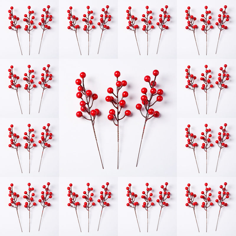 39 Pcs Artificial Holy Berry Stems Picks Christmas Decorations Bulk Wholesale