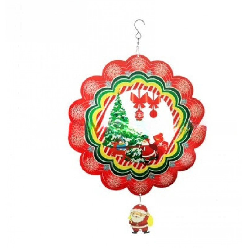3D Christmas Tree Wind Spinner, 11.8×11.8 Inch Stainless Steel Hanging Decoration for Balcony