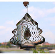 3D Christmas Tree Wind Spinner, 11.8×11.8 Inch Stainless Steel Hanging Decoration for Balcony