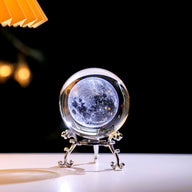 3D Engraved Ferris Wheel Crystal Ball with Metal Base, 2.36 Inch Galaxy Glass Sphere Decor