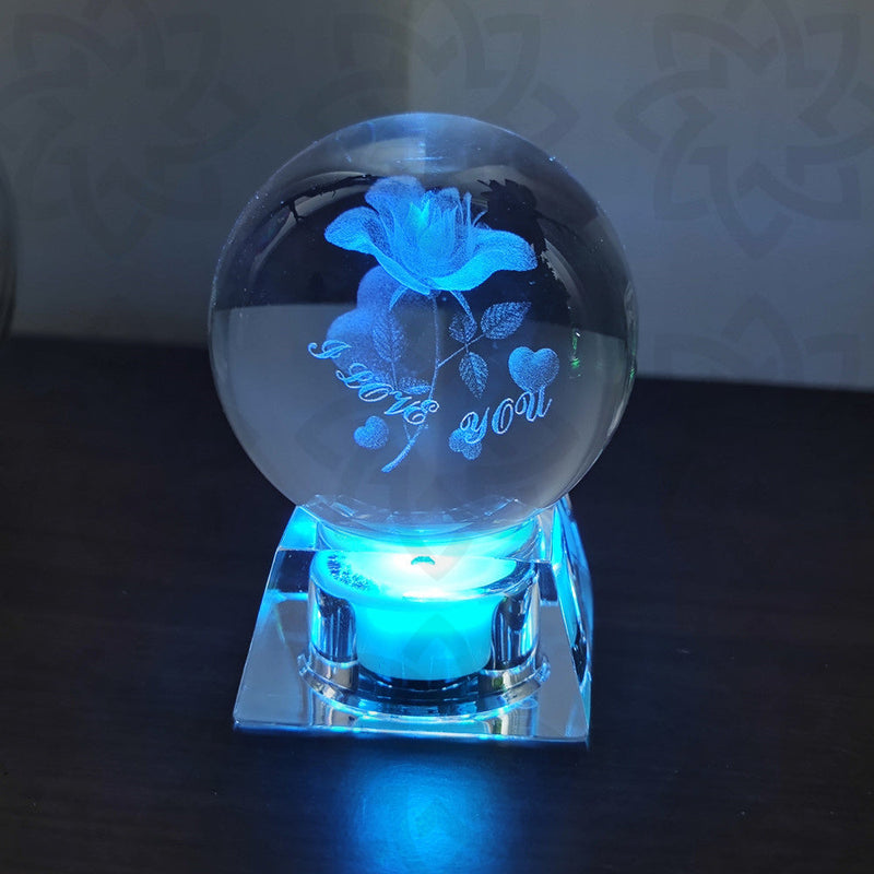 3D Rose Crystal Night Light with Base Clover Design Bulk Mother's Day Gift