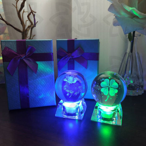 3D Rose Crystal Night Light with Base Clover Design Bulk Mother's Day Gift