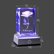 3D Rose Crystal Nightlight Lamp Indoor Decor Figurine Bulk Gift