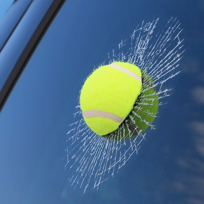 3D Tennis Ball Car Window Prank Sticker - Funny Cracked Glass Car Decor