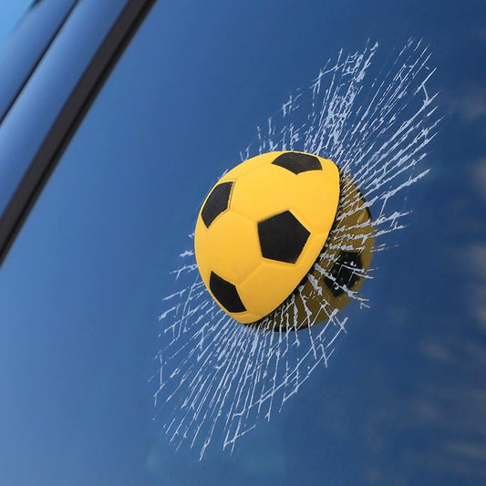 3D Tennis Ball Car Window Prank Sticker - Funny Cracked Glass Car Decor