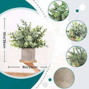 3 Pack Artificial Eucalyptus Plants Potted Fake Greenery for Shelf Desk Home Bathroom Decor