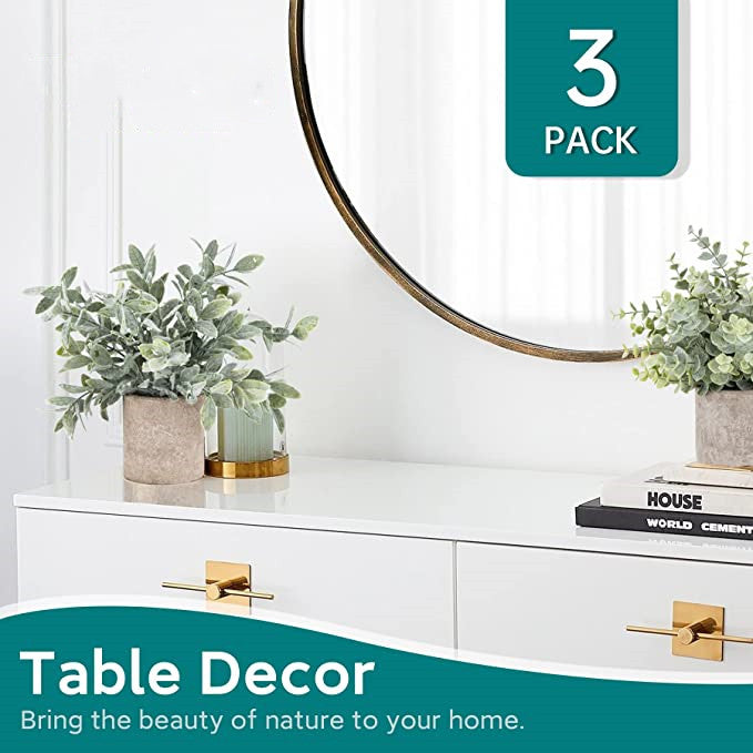 3 Pack Artificial Eucalyptus Plants Potted Fake Greenery for Shelf Desk Home Bathroom Decor