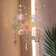 4 Pcs Artificial Crystal Snowflake Christmas Ornaments Clear Glitter Hanging Decorations