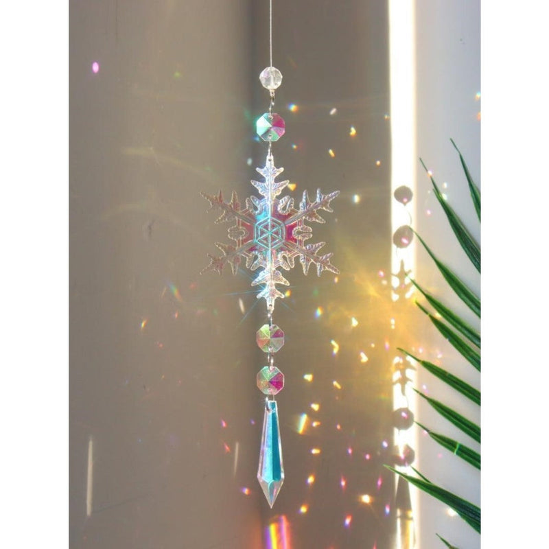 4 Pcs Artificial Crystal Snowflake Christmas Ornaments Clear Glitter Hanging Decorations