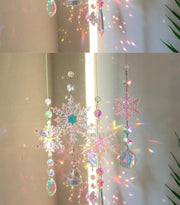 4 Pcs Artificial Crystal Snowflake Christmas Ornaments Clear Glitter Hanging Decorations