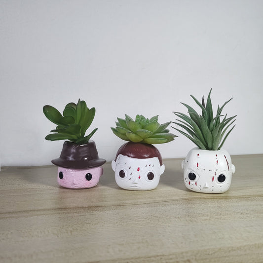 3 Pcs Mini Artificial Succulent Plants in Vase Halloween Decor Bulk Arrangement Gifts