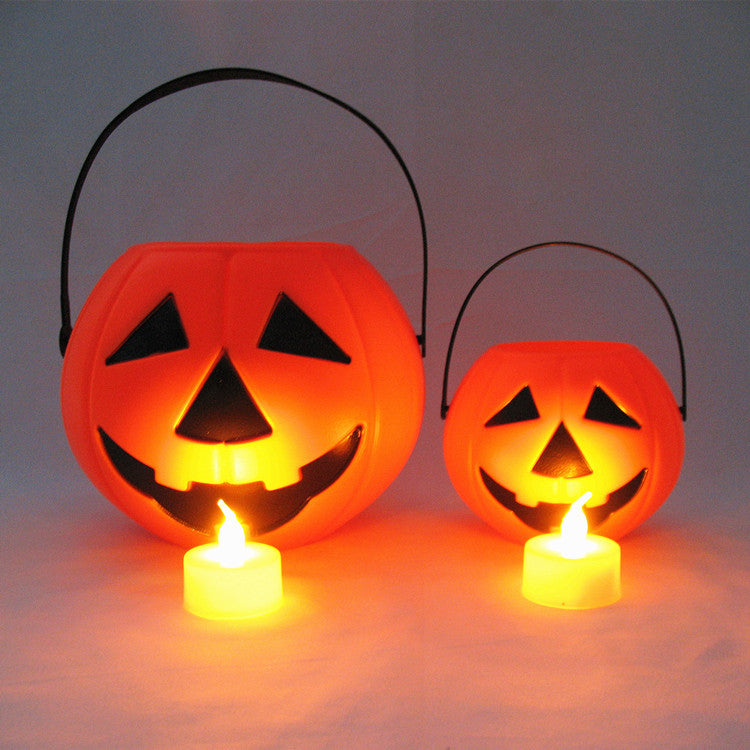 2 Pcs Halloween LED Pumpkin Candy Buckets Trick or Treat Buckets Artificial Plastic