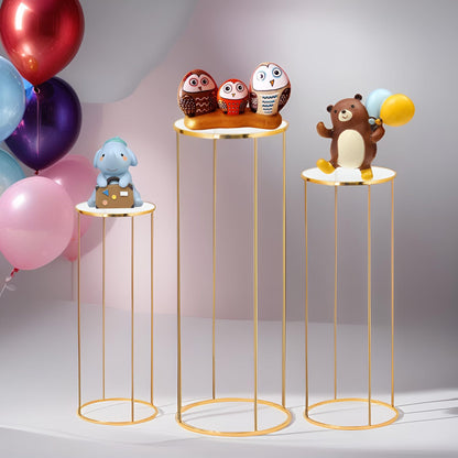 Bulk Gold Plated Iron Round Table Flower Stand for Weddings Vases and Birthday Party Backdrops Wholesale