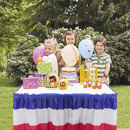 Bulk 10 Pcs Rectangular Patriotic Striped Table Skirt 28.7*167.7 inches Carnival Party Decoration Wholesale