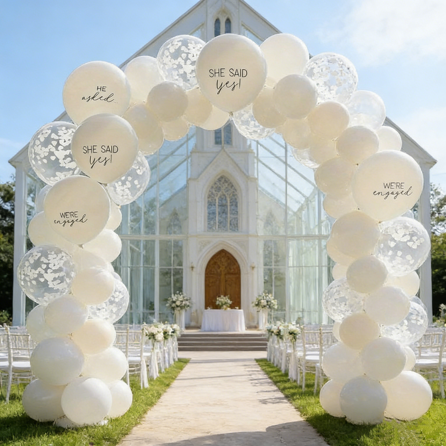 Wedding Engagement Party Balloon Decor (15-Pack 12in) – "He Asked She Said Yes!" Printed Set