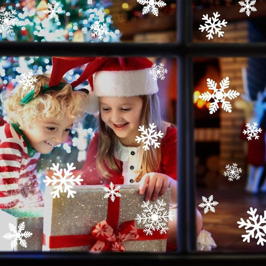 Bulk 135 Pcs Christmas Snowflake Window Clings Static Cling Window Decals for Christmas Decorations Xmas Party Décor Wholesale