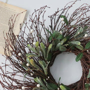 Christmas Prairie Rattan Wreath 18 Inch Artificial Decorative Holiday Door Accent