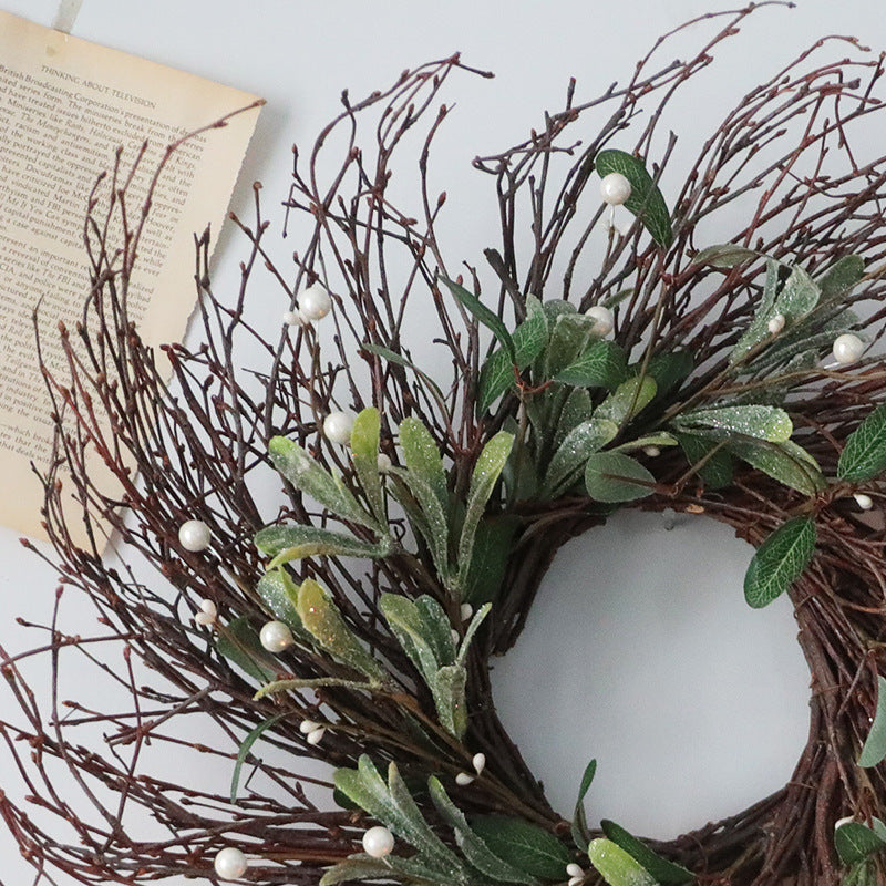 Christmas Prairie Rattan Wreath 18 Inch Artificial Decorative Holiday Door Accent