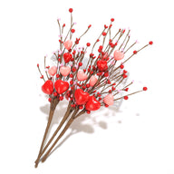 Bulk 3Pcs Red Heart Berry Stems Artificial Valentine’s Day Flowers for Home Office Table Decor Wholesale