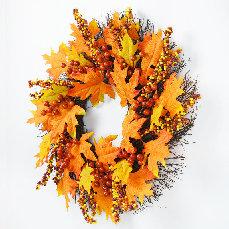 20 Inch Harvest Maple Berry Vine Wreath 1 Pc Artificial Fall Autumn Decor