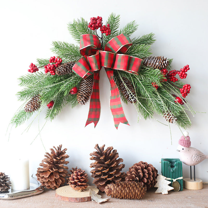 Christmas Horns Vine Wreath 24 Inch Front Door Artificial Holiday Decoration