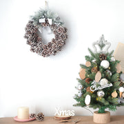 Christmas Pine Cone Wreath 35 Inch Artificial Log Decorative Holiday Door Accent