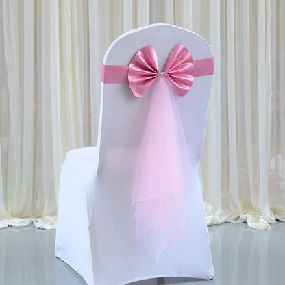 Bulk 10 Pcs Elasticity Chair Sashes Organza Bow Banquet Party Decoration Wholesale