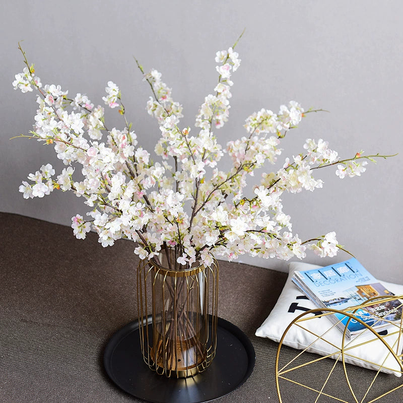 Ceremony Artificial Cherry Blossom Stems, 4-Branch Faux Floral Branches for Arch & Aisle Decor