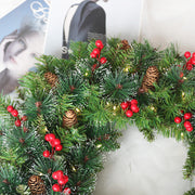 Christmas Red Pine Cone Wreath 24 Inch Artificial Cone Holiday Decor