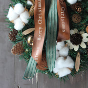 Artificial Cotton Pine Cone Christmas Wreath 12 Inch Holiday Decoration