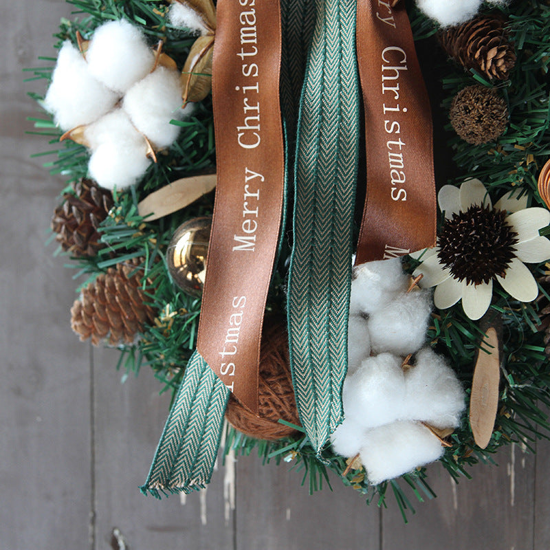 Artificial Cotton Pine Cone Christmas Wreath 12 Inch Holiday Decoration