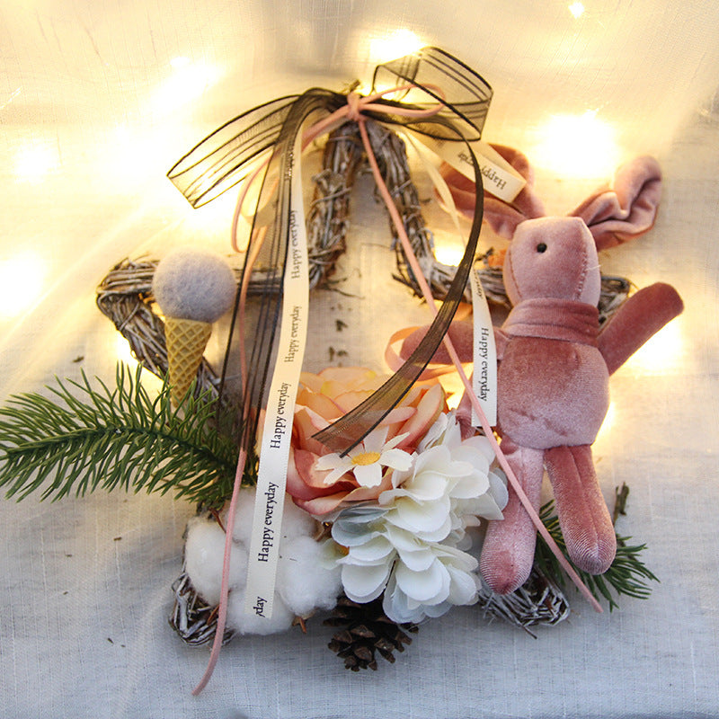 Christmas Pentagram Rabbit Wreath 12 Inch Artificial Holiday Decoration