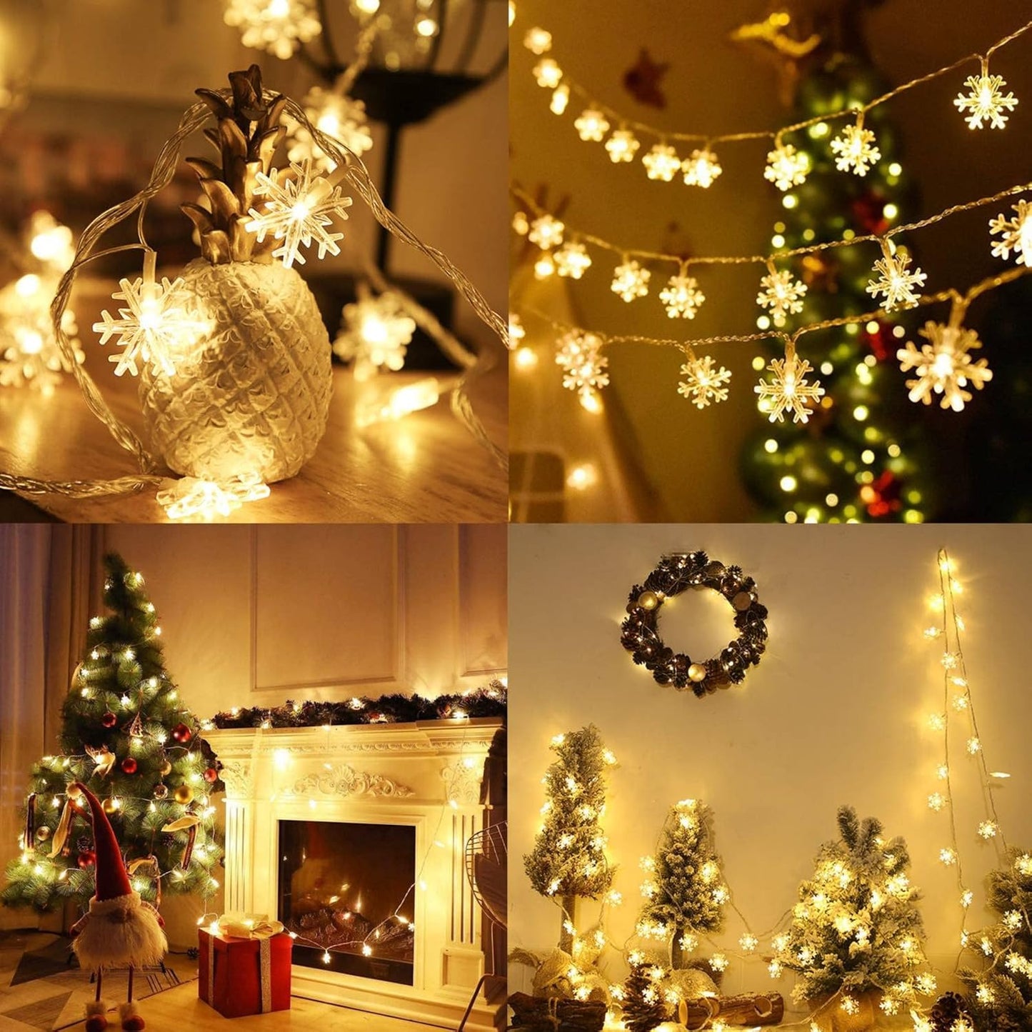 Bulk 20FT 40 LED Snowflake String Lights Battery Operated Fairy Lights for Xmas Tree Bedroom Party Home Indoor Outdoor Decor Wholesale