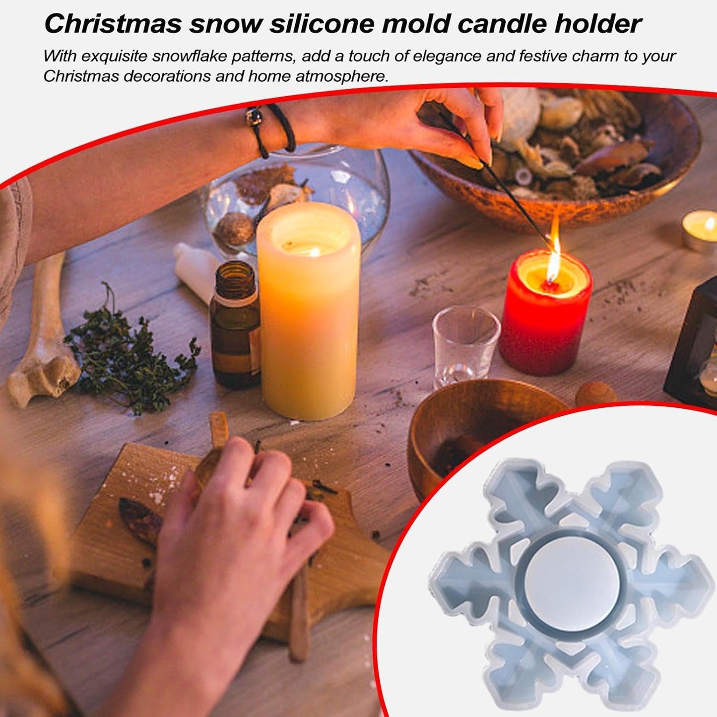 Bulk Snowflake Candle Holder Silicone Mold Resin Snowflake Candle Stand Mold for Home Decor and Craft Projects Wholesale