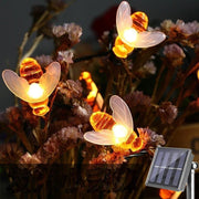 Solar-Powered LED Bee String Lights, 20 Ft, Outdoor Decorative Lighting, 10 Pcs