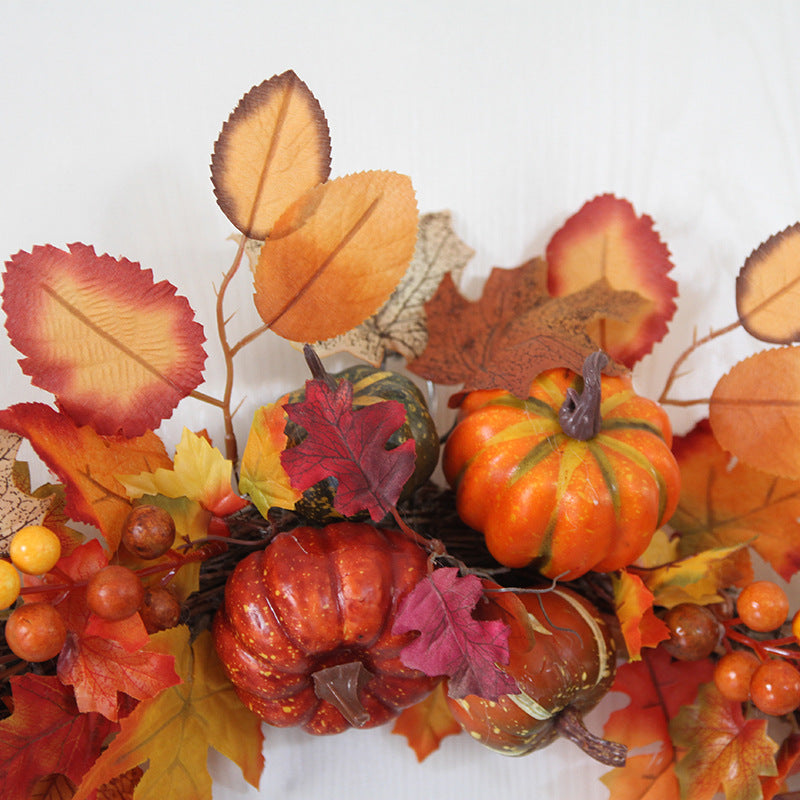 Harvest Pumpkin and Berries Large Artificial Wreath 24 Inch Fall Decoration