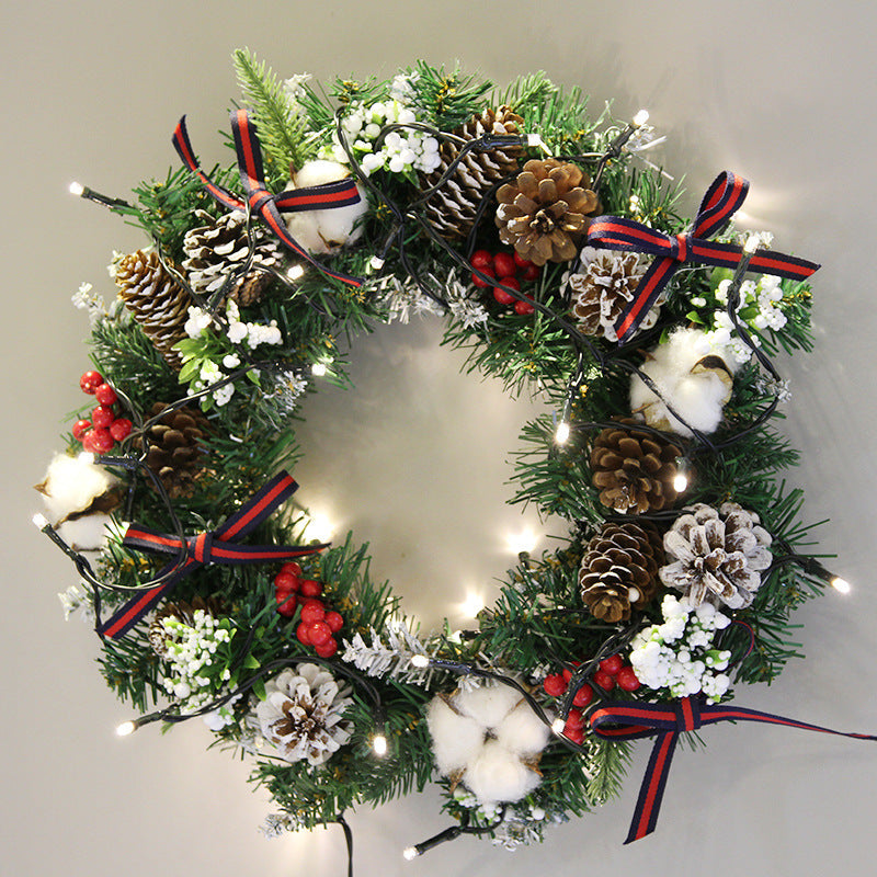Artificial Christmas Cotton Pine Cone Berry Wreath 12 Inch or 16 Inch