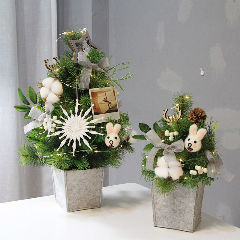 Handmade Potted Flocked Christmas Tree 12 Inch and 18 Inch Artificial Holiday Decor