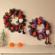 16 Inch Purple Gauze Halloween Pumpkin Wreath Bulk Wholesale Artificial Decor