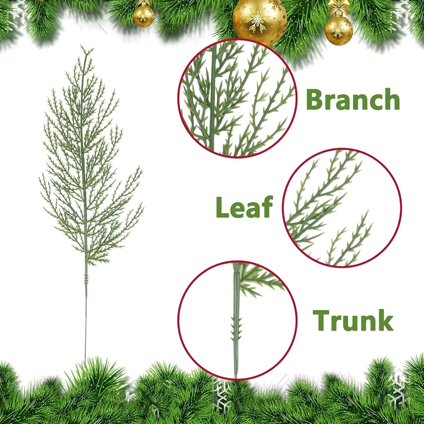 Bulk 40 PCS Artificial Pine Leaves Branches for DIY Garlands Wreaths Christmas Decorations & Home Garden Decor Wholesale