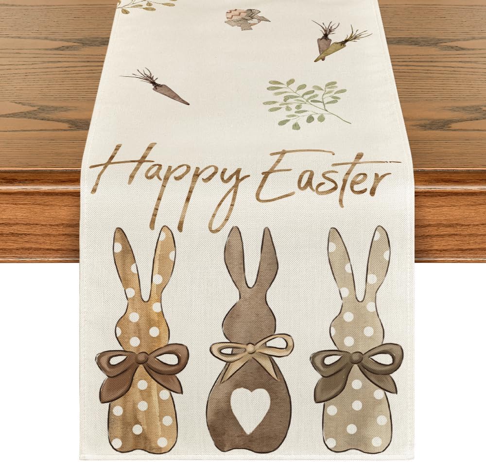 Bulk 13 x 72 Inch Easter Carrot and Bunny Table Runner for Kitchen Dining Home Party Decor Wholesale